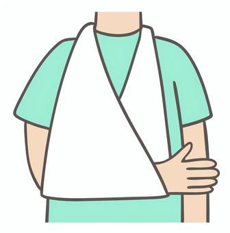 三角巾で腕を吊っている人 三角巾,応急処置,救急,怪我,骨折,吊る,支持,固定,医療,災害対策のイラスト素材