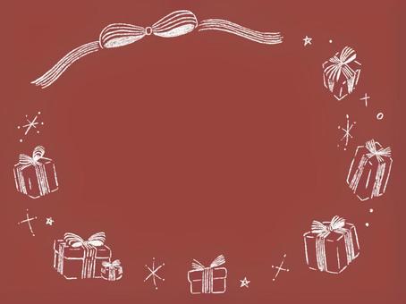 プレゼントとリボン　赤系背景 プレゼント,リボン,クリスマス,バレンタイン,フレーム,手描き,シンプル,背景透過のイラスト素材
