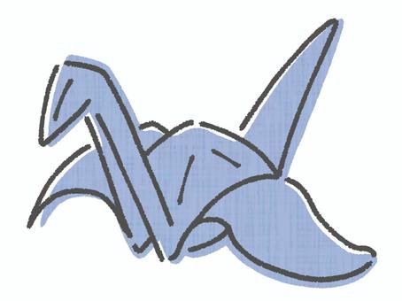 折り鶴(青色) 折り鶴(青色) 折鶴,折り紙,作品,青色,鶴,折る,和風,伝統,平和,祈念のイラスト素材