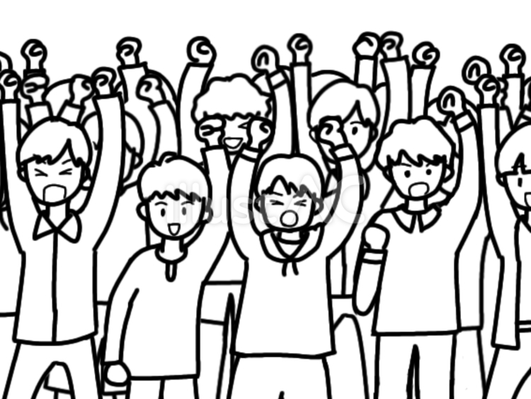 盛り上がっている男性たち 人ごみ,混雑,蜜のイラスト素材