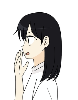 訝しげな女性　横顔 人物,疑う,訝しい,横顔,心配,黒髪,萌え系,可愛い,女性,女の子のイラスト素材