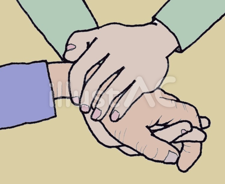 母の手 手,触れ合う,握るのイラスト素材