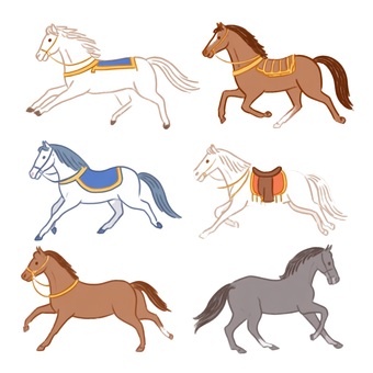 装飾された6頭の馬