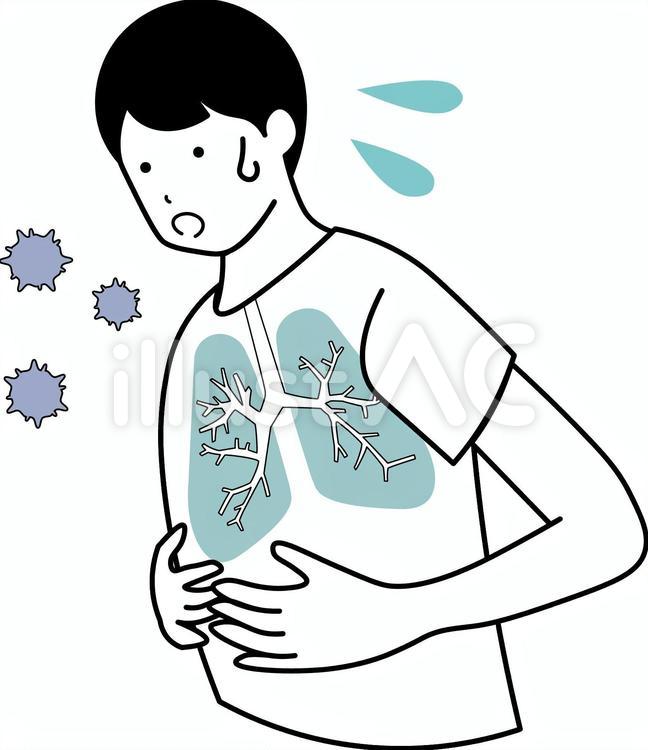 人物　男性　呼吸器 人体,気管,酸素のイラスト素材