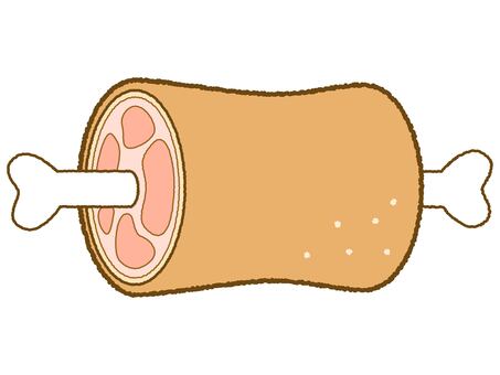 骨付き肉　イラスト　線画あり 肉,食べ物,骨つき肉,マンガ肉,ごちそう,料理,バーベキュー,焼き肉,ジューシー,骨のイラスト素材