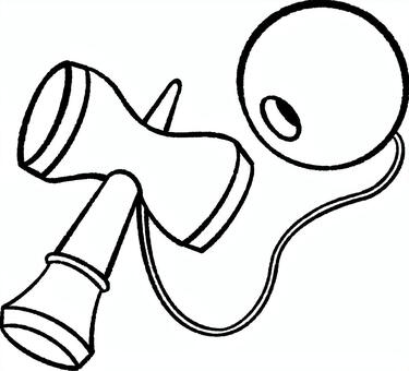 けん玉_1色 けん玉,新年,イメージ,1月,お正月,デザイン,かわいい,カット,手描き,イラストのイラスト素材