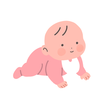 シンプルハイハイ赤ちゃん（p） シンプル,ハイハイ,赤ちゃん,ベビー,子ども,幼児,0歳,生後半年,ずり這い,ロンパースのイラスト素材