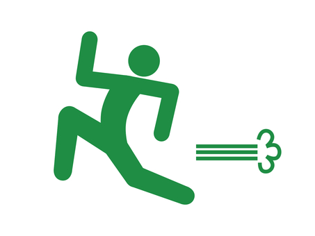 全速力で走る人・逃げる人（緑） 走る,全速力,全力,運動,スポーツ,駆けっこ,陸上,徒競走,競走,運動会のイラスト素材