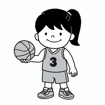 バスケをする女の子 子供,女の子,少女,幼児,児童,小学生,バスケットボール,バスケ,バスケットボール選手,バスケ選手のイラスト素材