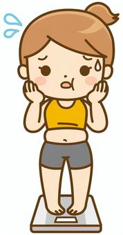 体重計に乗ってショックを受ける女性 体重,体重計,体重測定,肥満,太る,ダイエット,身体,ボディ,メタボ,メタボリックシンドロームのイラスト素材
