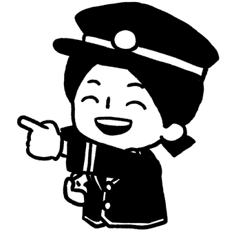 車掌さんの格好をして指をさす子ども こども,子ども,車掌,駅長,指さし,合図,帽子,制服,手袋,笛のイラスト素材