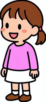 ピンクの女の子です。 子供,シンプル,幼児,キッズ,児童,学童,女の子,ピンクのイラスト素材
