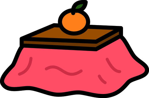 赤のこたつです。 こたつ,シンプル,和室,冬,暖房器具,みかん,ふとん,ぽかぽか,インテリア,家電のイラスト素材