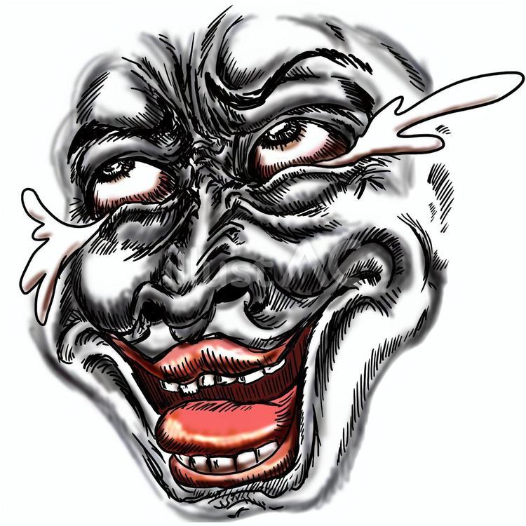 劇画風の爆笑の顔パーツ 爆笑,笑う,笑顔のイラスト素材