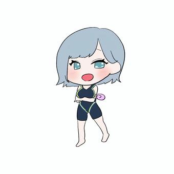 腕組みする競泳水着のお姉さん 人物,お姉さん,全身,ポーズ,水着,かわいい,萌,エロいのイラスト素材