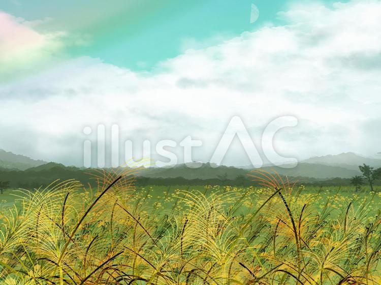 秋の風景 山,空,雲のイラスト素材