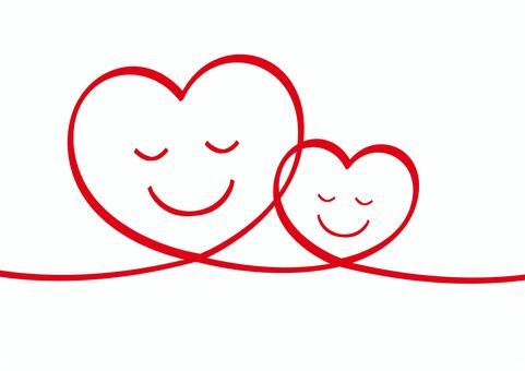 寄り添うハート　親子　赤い糸 ハート,笑顔,親子,子供,母,線画,顔,赤い糸,母子,重なるのイラスト素材