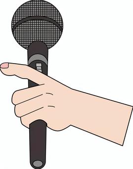 マイク　　 マイク,音声,機器,カラオケ,司会,道具,持つ,手,線画のイラスト素材