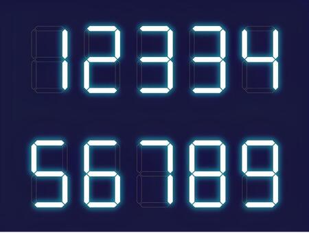 デジタル文字 デジタル,シンプル,数字,編集可能,アルファベッド,フォント,ネオン,オリジナル,フレーム,リアルのイラスト素材