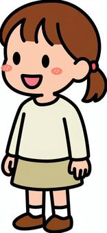 ベージュの女の子です。 子供,シンプル,幼児,キッズ,児童,学童,女の子,ベージュのイラスト素材