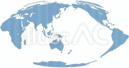 モルワイデ図法世界地図-たて線