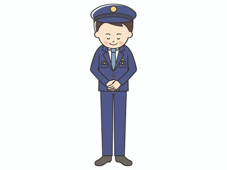 お辞儀をする男性警察官 お辞儀,お礼,挨拶,礼,警察官,お断り,感謝,ありがとう,笑顔,警察のイラスト素材
