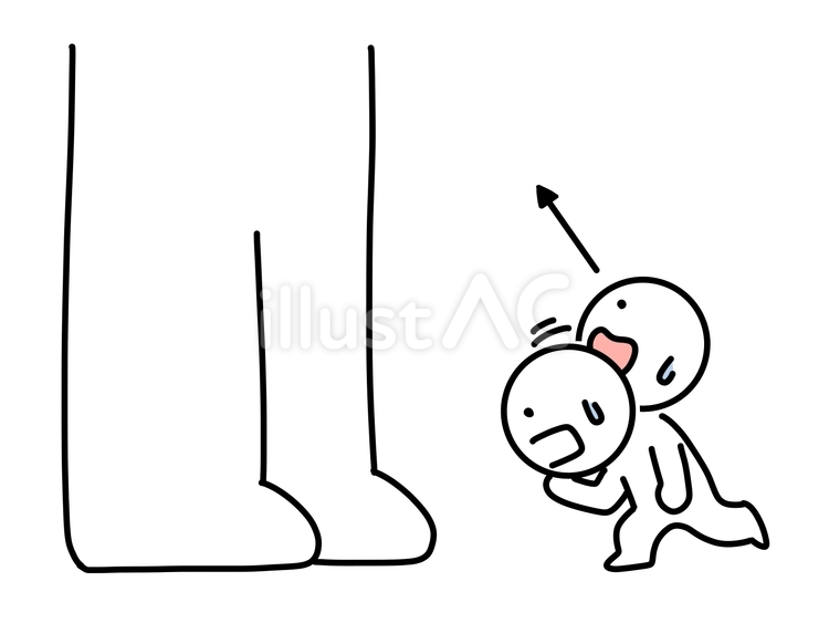 巨大な人を見上げる棒人間 見上げる,棒人間,見るのイラスト素材