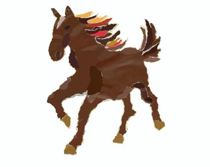 馬ちぎり絵 馬,午年,ちぎり絵,動物,年賀状のイラスト素材