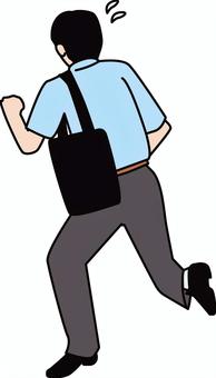 急ぐ男性 急ぐ,走る,ダッシュ,用事,遅刻,後ろ姿,バッグ,半袖,男性のイラスト素材