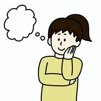想像する女性 女性,人物,シンプル,想像,吹き出し,上半身のイラスト素材