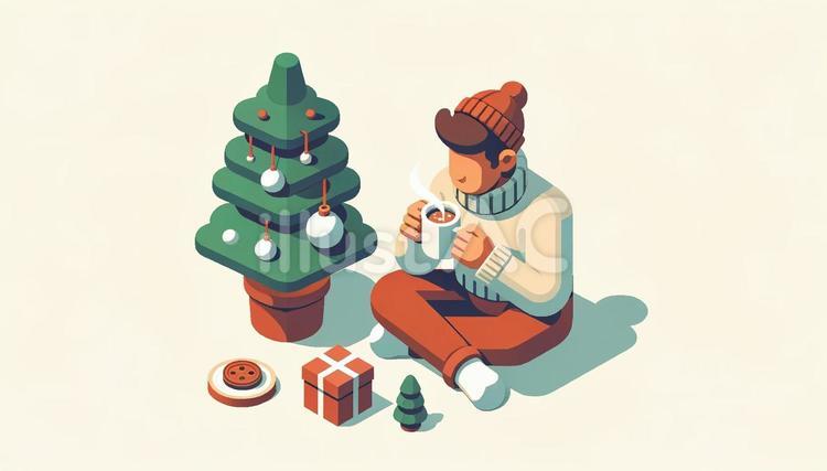 クリスマスを楽しむ人 クリスマス,イブ,プレゼントのイラスト素材