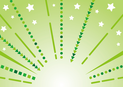 ポップな緑色の可愛い図形の効果線 集中線,効果線,三角形,円,四角形,星,ポップ,緑色,グラデーション,背景のイラスト素材