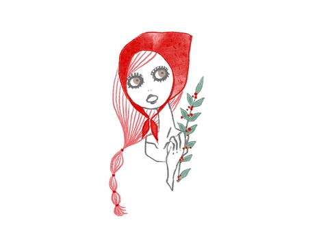 赤ずきん 赤ずきん,女の子,童話,少女,線画,シンプルのイラスト素材