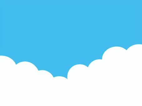 空と雲の背景_入道雲_03 空,そら,青空,入道雲,もくもく,ふわふわ,雲,くも,雲フレーム,空フレームのイラスト素材