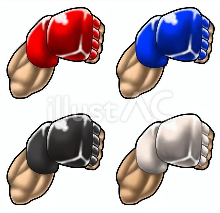 グローブをはめた腕 格闘技,総合格闘技,グローブのイラスト素材