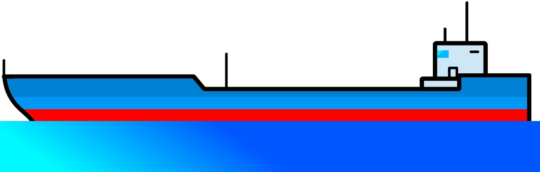 貨物船 船,船舶,貨物船,大型船,海,青色,蛍光色,グラデーション,デフォルメ,背景透過のイラスト素材