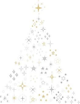 handwriting glitter tree silver and gold, , JPG, PNG and AI