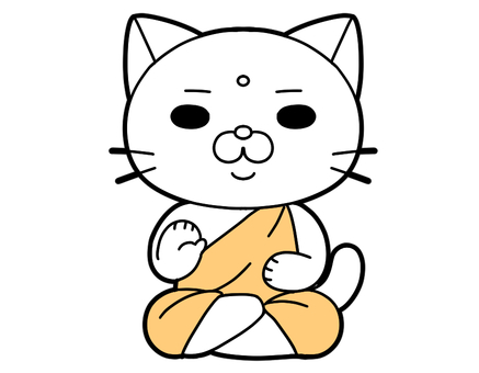 悟る猫 猫,アイコン,かわいい,悟り,修行,座禅,素材のイラスト素材
