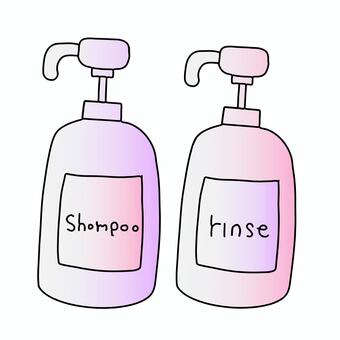 シャンプー ＆リンス（ピンク） シャンプー,リンス,シャンプーボトル,ボトル,ヘアケア,ヘアシャンプー,コンディショナー,洗髪,洗う,頭皮ケアのイラスト素材