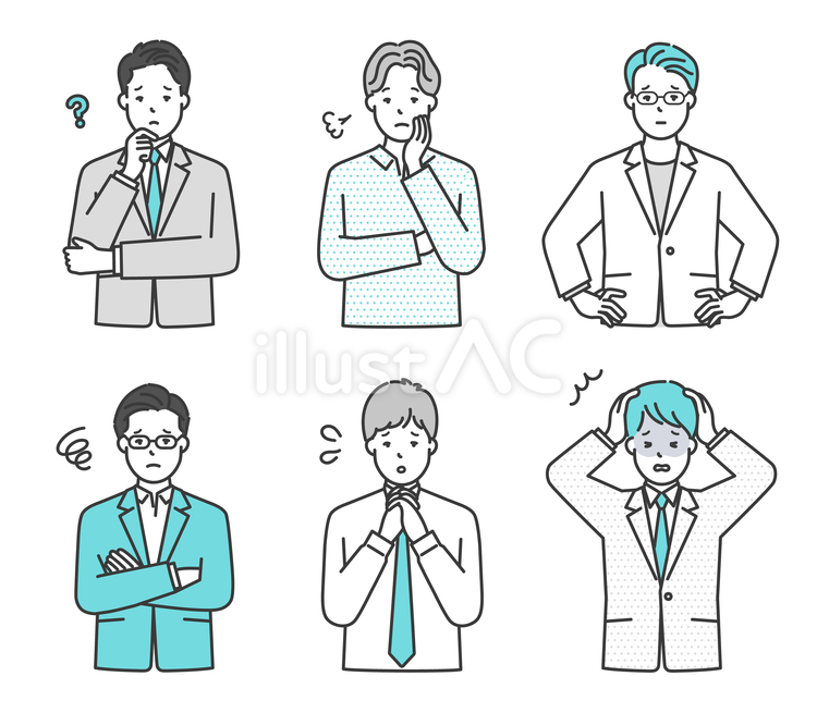 困った表情の男性ビジネスパーソン 人物,男性,イメージのイラスト素材