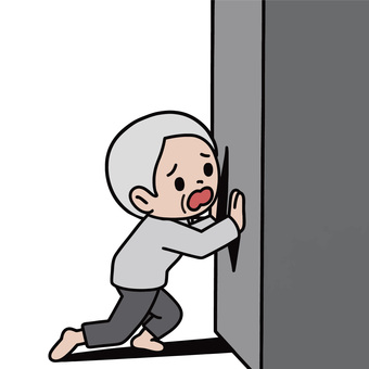 壁に押される人 壁,押す,重圧,苦悩,男,絶望,挫折,疲労,限界,ストレスのイラスト素材