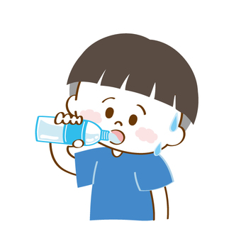 水分補給する男の子