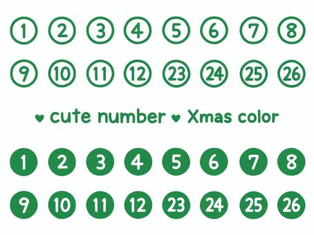 かわいい数字セット（Xmas丸枠） 数字,番号,丸,枠,丸枠,クリスマス,クリスマスカラー,12月,セット,素材のイラスト素材