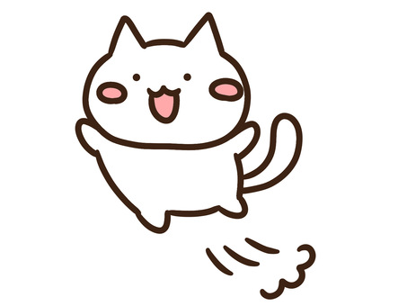 思い切り元気にジャンプするかわいい白ねこ ジャンプ,ねこ,大ジャンプ,跳ねる,跳ぶ,喜ぶ,嬉しい,はしゃぐ,笑顔,楽しいのイラスト素材