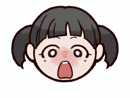 女の子の顔イラスト（驚き） 女の子,驚き,びっくり,こども,表情,リアクション,人物,幼児,反応,感情のイラスト素材