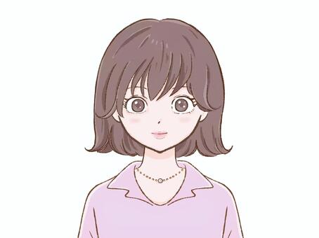 真顔の女性 微笑み,真顔,正面,ネックレス,女,女の子,女性,少女,人物,上半身のイラスト素材