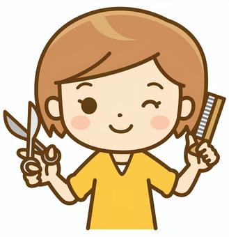 美容師の女性 美容師,美容院,ヘアサロン,スタイリスト,女性,仕事,ハサミ,櫛,美容,サービス業のイラスト素材