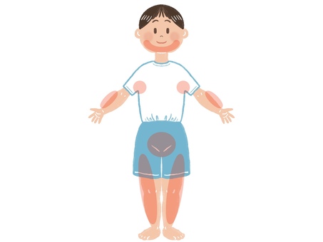 体毛の変化する場所　男子 性教育,やさしい,手描き,かわいい,体毛,思春期,第二次性徴期,男の子のイラスト素材