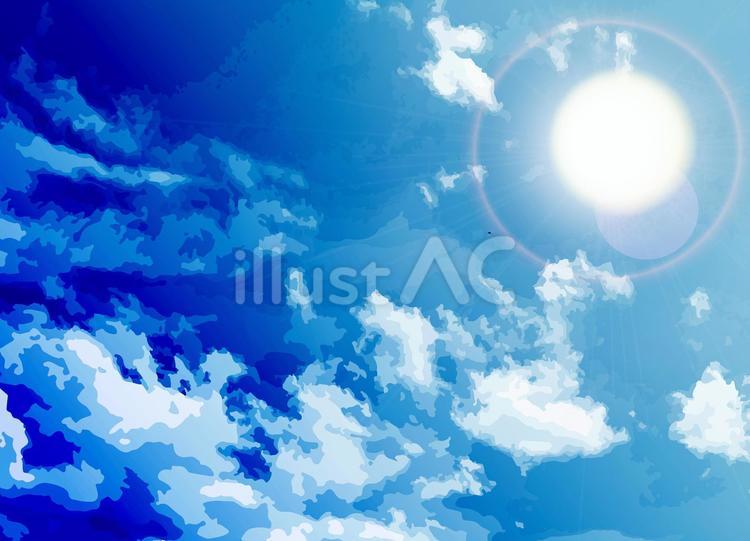 太陽　夏　　広い　見上げる　リアル 太陽,空,夏のイラスト素材