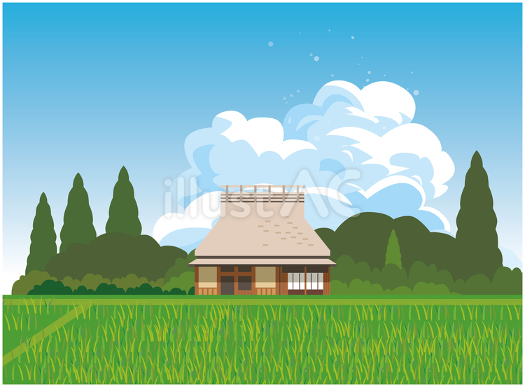 日本の田舎風景 夏,夏季,自然のイラスト素材